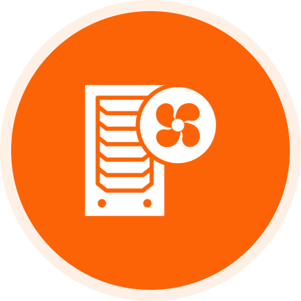 Server cooling icon on orange background
