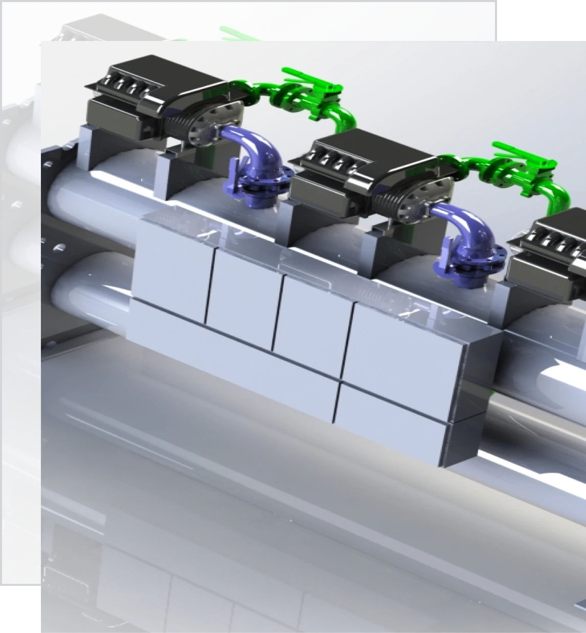 Industrial equipment with green valves