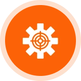 Gear symbol with crosshair overlay